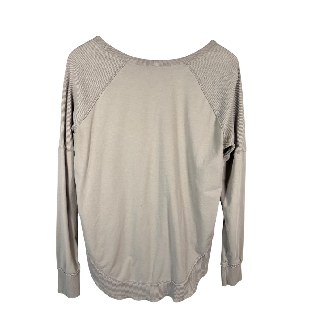 Kyodan Long Sleeve Top Womens L Gray Waffle Knit Raglan Pullover - Picture 2 of 4